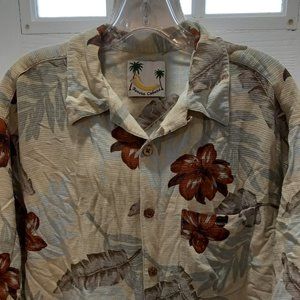 Banana Cabana Men Hawaiian Button Up Shirt Size XL Short Sleeve